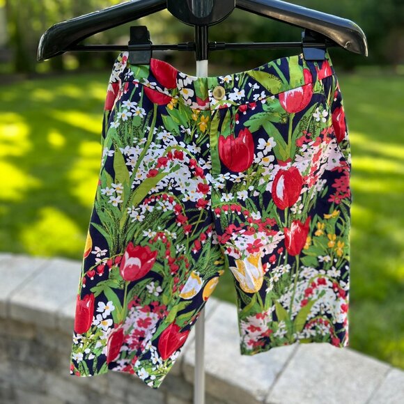 Tory Burch Tulip Print Bermuda Shorts Size 6 Floral Spring Chic - Picture 3 of 16